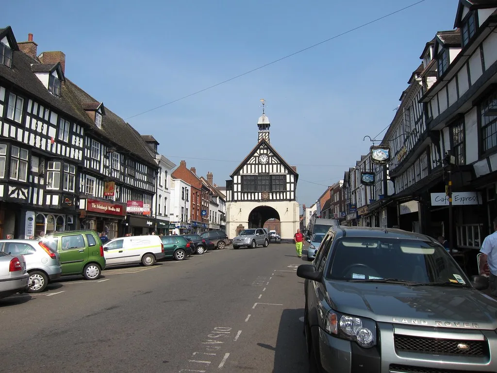 Bridgnorth High Street with the Town Hall. The town council's switch-on runs along here and in Central Court from 4pm to 8pm on Friday 27 November, with the stage at the Northgate end. This is a general view and was not taken at the event